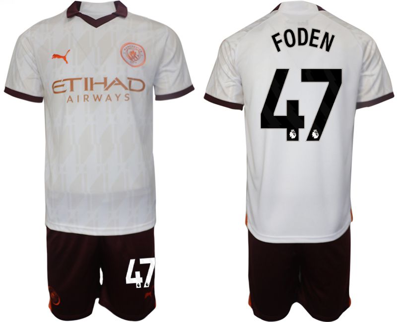 Men 2023-2024 Club Manchester City away white #47 Soccer Jersey